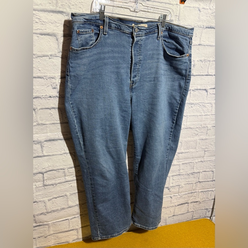 Women’s Levi’s Ribcage Straight Ankle Blue Jeans, Size 22W - Picture 2 of 7